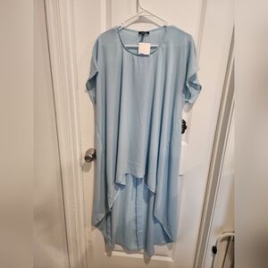 AUW Dusty Blue Tunic with Asymmetrical Design